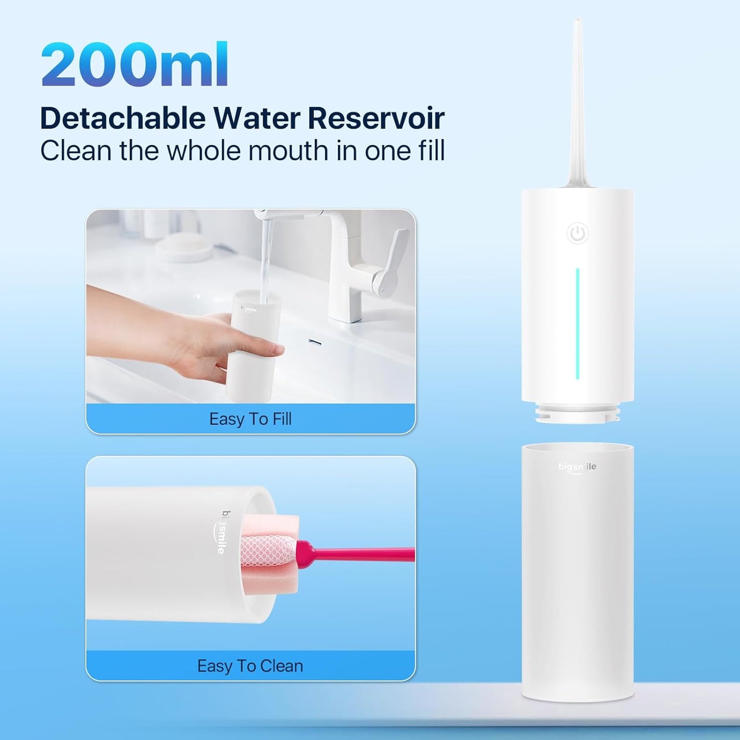 Water Dental Flosser Teeth Pick Portable Cordless Oral Irrigator Rechargeable Travel IPX7 Electric Flossing Machine Must Have for Braces Bridges(White)