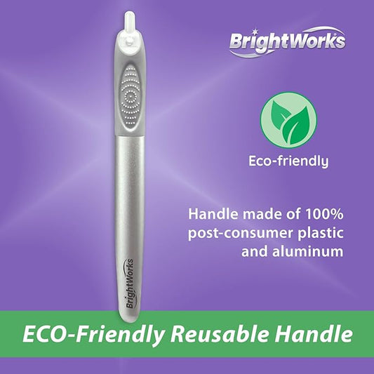 BrightWorks Toothbrush with Replaceable Heads - ECO-Friendly 100% PCR Handle with Aluminum Core, Soft Bristle Whitening Manual Toothbrush, Whole Mouth Cleaner (1 Handle + 2 Brush Heads)