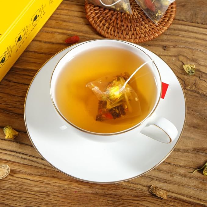 Lemon Ginger Lemongrass Herbal Tea – 柠檬姜香茅养生茶 – 3.5oz/100g (50 Pyramid Tea Bags) – Natural, Caffeine-Free, Non-GMO, Supports Digestion & Relaxation