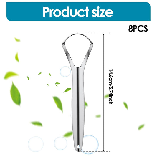 8 Pcs Tongue Scraper Stainless Steel Tongue Cleaners Wide Head Tongue Cleaner Tool Reduce Bad Breath Tongue Scrapers for Fresh Breath