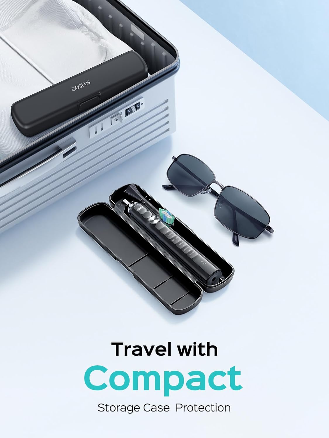 COSLUS Sonic Electric Toothbrush for Adults: 47000 VPM for Deep Cleaning & Whitening with Travel Case - 5 Modes for Sensitive Teeth & Braces, Wireless Charging, 6 Brush Heads for Home Family, Black