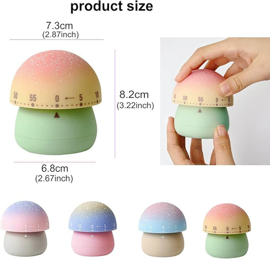 Mechanical Kitchen Timer, Cute Mushroom Timers for Kids, Wind Up 60 Minutes Manual Countdown Timer for Classroom, Home, Study and Cooking (Green Base)