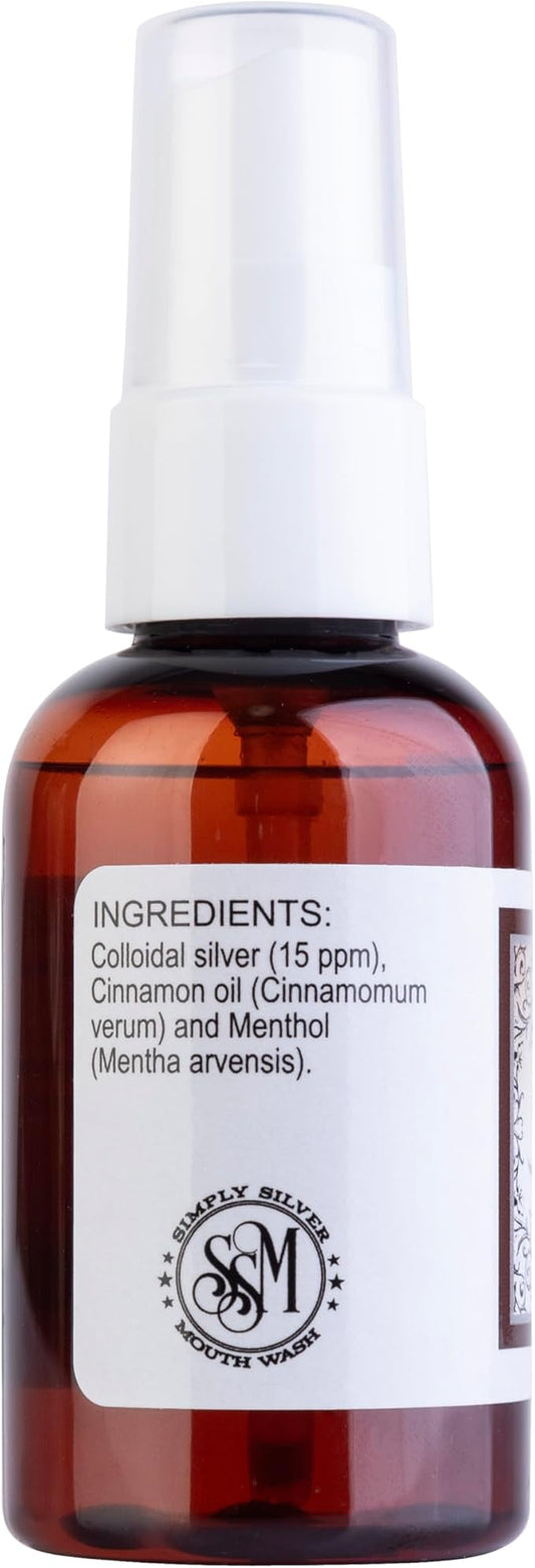 Simply Silver Cinnamon Breath Spray - for Dry Mouth and Freshening, All Natural, Fluoride Free, 2 Fl Oz