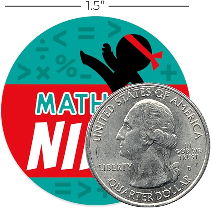 Math Inspired Reward Stickers / 500 Motivational Mathematics League Teacher Worksheet Rewards / 8 Alternating Encouraging Classroom Recognition Designs / 1.5" Elementary Student Award Labels