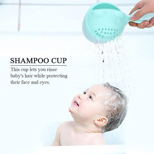 Detachable Tear-Free Waterfall Baby Rinse Cup, Shampoo Flusher for Hair Bathing (Green)