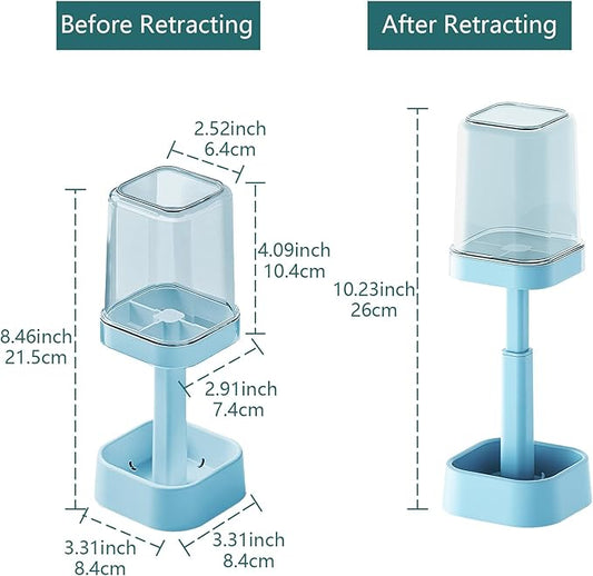 Toothbrush Holder with Cup/Cover, 3 Slots Toothpaste Holder Stand for Bathroom Countertop Plastic Storage Organizer for Toothbrushes, Electric Toothbrushes (Blue)