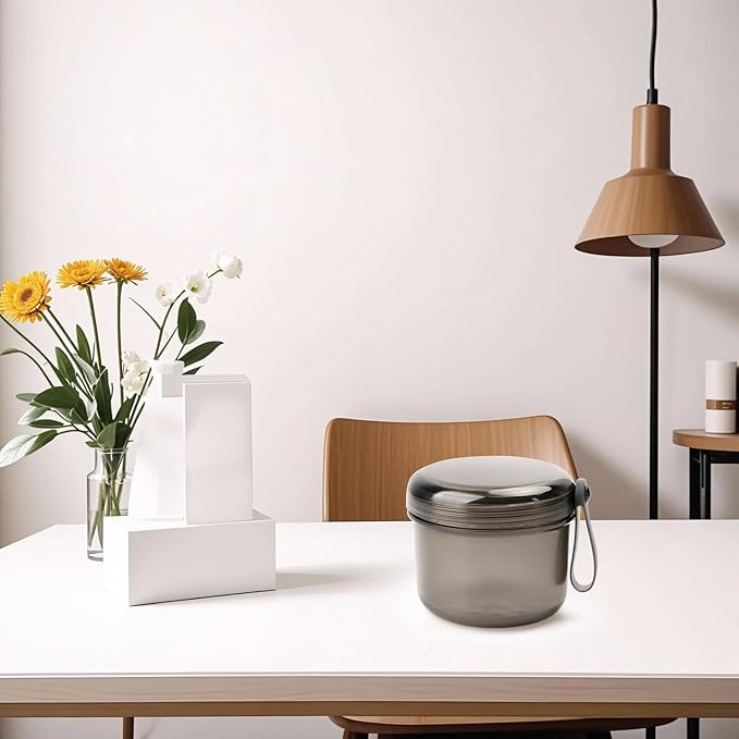 Leak Proof Travel Denture Bath Case for Full Dentures, Denture Cups for Soaking Dentures, Denture Container Cups with Brush for Dentures, Aligner, Retainers, Mouth Guard (Transparent Black)