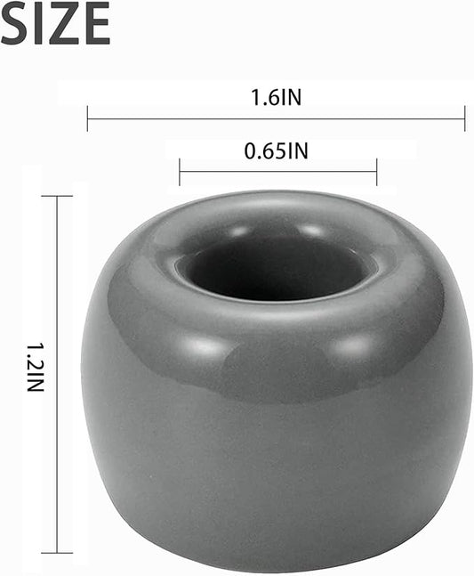 Mini Ceramic Couple Toothbrush Holder, Hand-Made Bathroom Toothbrush Holder, Electric Toothbrush Head Holder and Office Pen Holder 2-Piece Set (Gray)