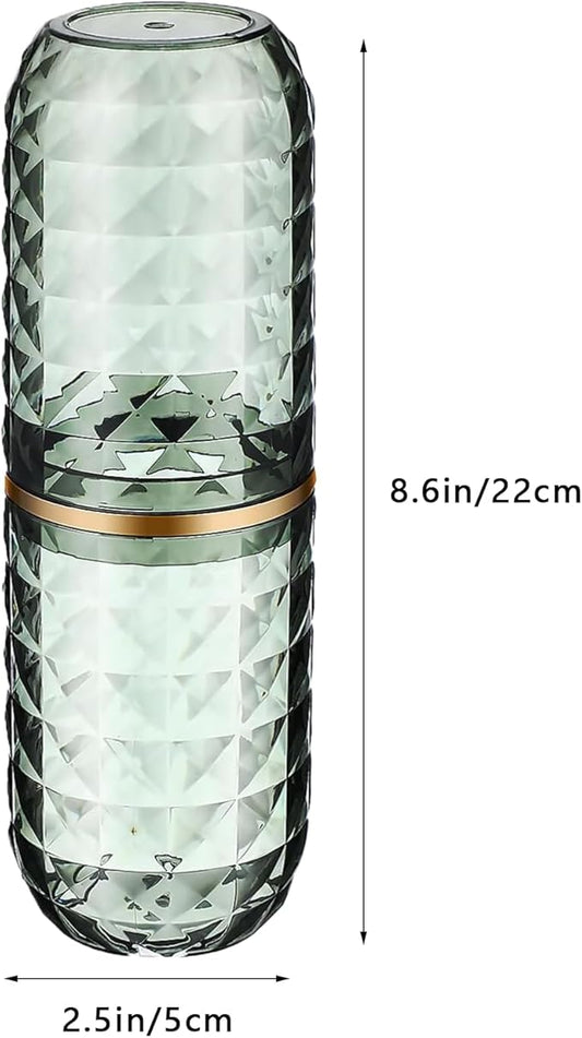 Toothbrush Holders with Cover, Portable Travel Toothbrush Case with lid, Toothbrush Container for Bathroom Countertop Organizer (Green)