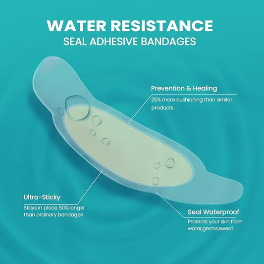 Hydrocolloid Gel Blister Bandages Pads - Promifun Waterproof Adhesive Blisters Bandages - Blister Pads for Heel, Foot, Toe, Feet - Gel Blister Chshions for Prevention & Recovery (32ct,Toe Pack)