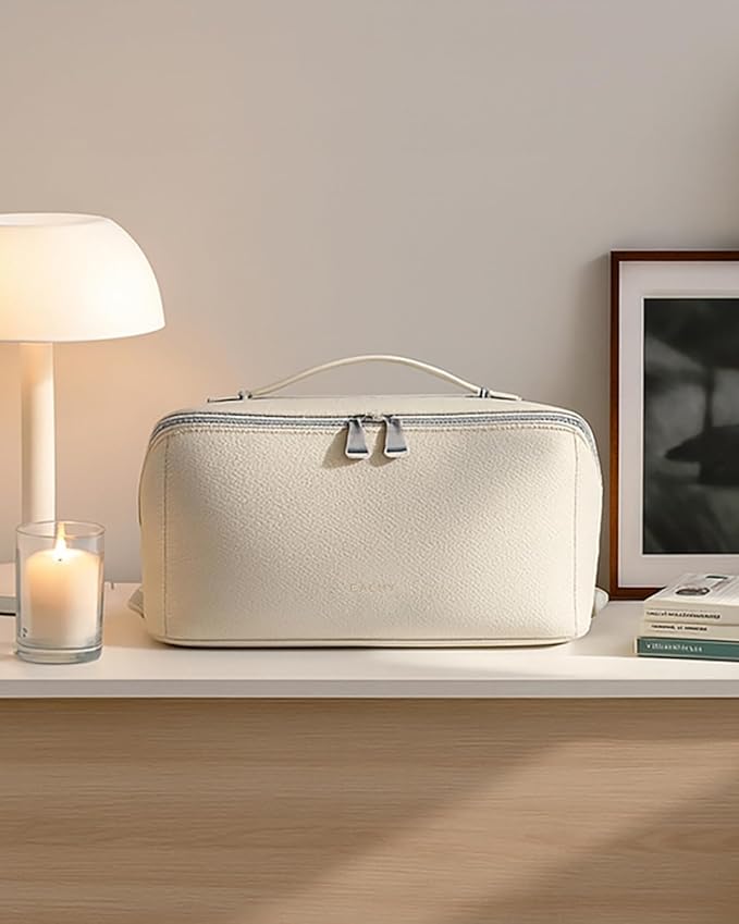 EACHY Travel Makeup Bag,Large Capacity Cosmetic Bags for Women,Waterproof Portable Pouch Open Flat Toiletry Bag Pattern Makeup Bag