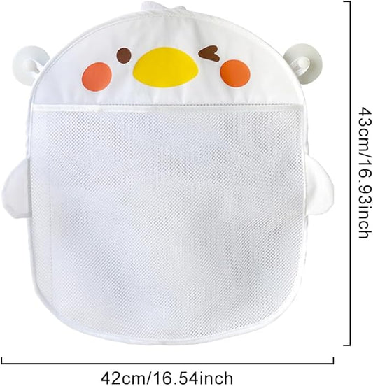 EMVANV Mesh Bath Toy Organizer,Wth 2 Suction Cups Hanging Mesh Bathtub Toy Holder for Kids and Baby Compatible with Bath Toy Storage(White)