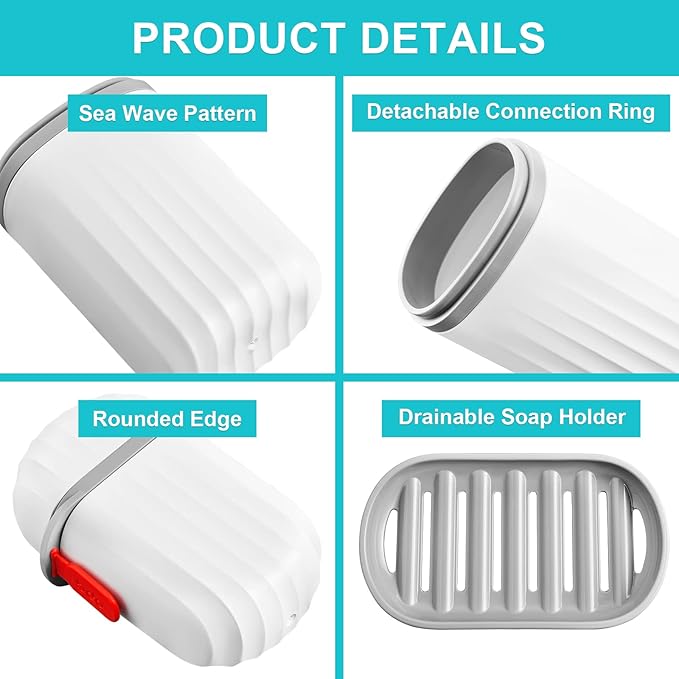 VITVITI White Toothbrush Travel Case, Portable Travel Soap Container Leakproof Dish Tray,7.88 inch Toothpaste Toothbrush Holder with Cover for Trip/Bathroom/Camping