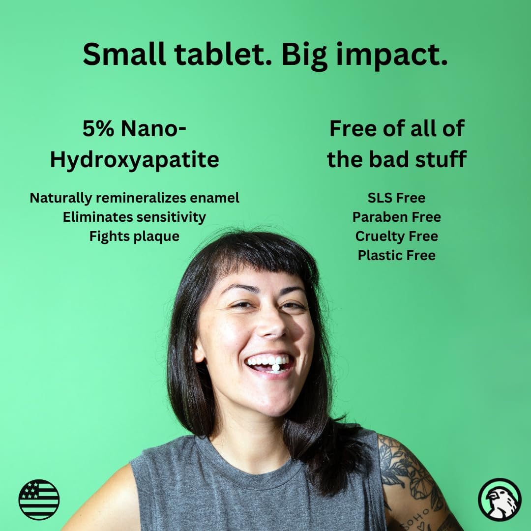 Canary Nano Hydroxyapatite Toothpaste Tablets Strawberry Kiwi - Remineralizing, Fluoride Free, All Natural Tabs with Xylitol - Great for Kids, Plastic Free - 126 Count