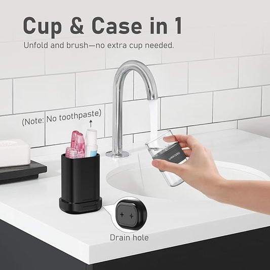 Toothbrush Travel Case Kit,Portable Folding Tooth Brush Holder and Toothpaste Cover Container with Mouthwash Cup, Oral Clean Tools Organizer for Traveling, Bathroom, Camping, Business Trip(1Pack)