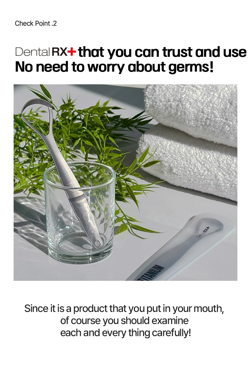 Pure Titanium Tongue Scrapers For Adults and Kids (2 Pack, Different Size), Titanium Tongue Cleaners, Prevent and Reduce Bad Breath