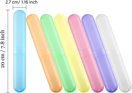 Boao 20 Pieces Travel Toothbrush Case Holder, Portable Toothbrush Storage, Classroom Pencil Case for Kids, 7 Assort Color Toothpaste Cover Protector for Travel Use