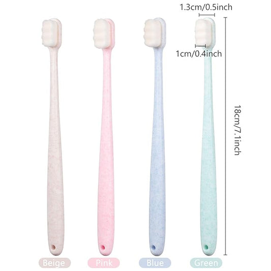 Boao 4 Pieces Extra Soft Toothbrushes for Sensitive Gums with 20000 Micro Nano Bristle for Adult Pregnant Gum Recession Elderly Braces, Protect Fragile Gums(Blue, Green, Pink, Beige)