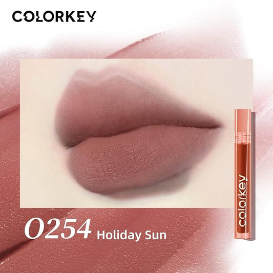 COLORKEY Airy Velvet Lip Tint, Matte Finishs, Longwear Rich Lip Colors, non-sticky, Creamy Soft Texture, Waterproof Lip Stain, Matte hydration, non-drying. Velvety finish (O254 Holiday Sun, 3g)