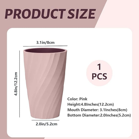 Unbreakable Bathroom Tumbler Cup, Reusable Toothbrush Cup, Toothbrush Holder Organizer, Portable Mouthwash, Dental Rinsing, Multi-Functional Gargling Drinking for Home Travel (Pink)