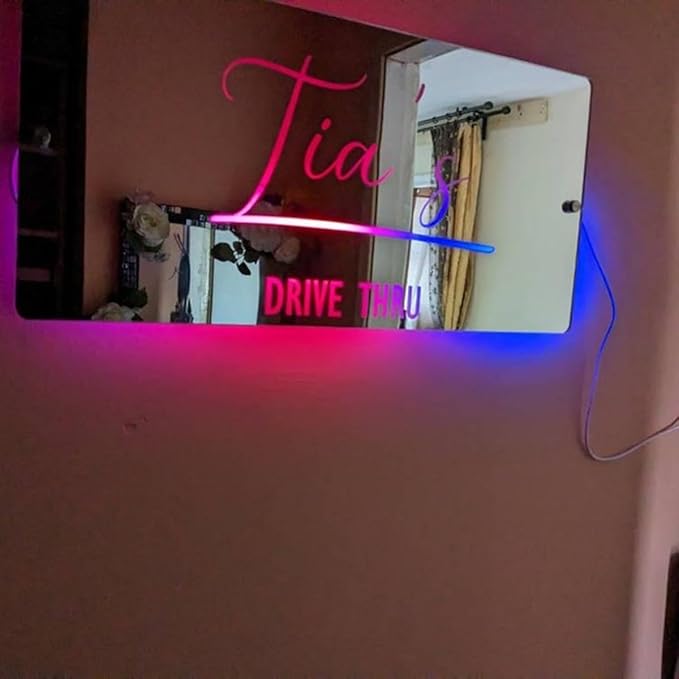 Personalized LED Name Mirror with Night Light Led Light Up Mirror for Bedroom Custom Neon Signs Wall Decor for Shop Bar Salon Birthday Christmas Wedding Christmas