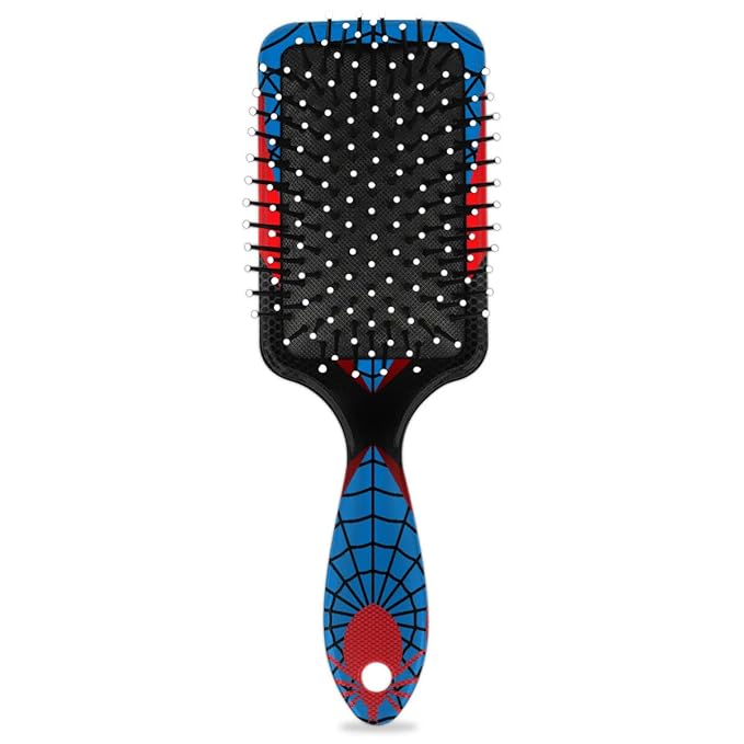 Kids Hair Brush for Boys Girls Toddler - Blue Red Spider Web Detangler Hairbrush for Wet Dry Thin Long Curly Hair Pain-Free Comb Glide Through Tangles with Ease and Massage Scalp