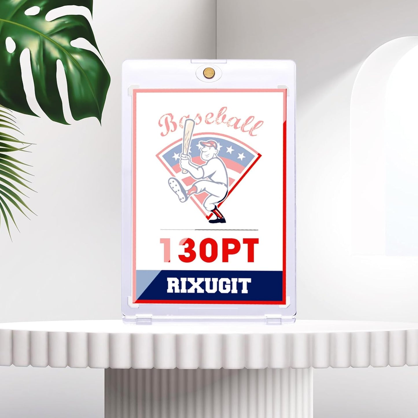 130pt Magnetic Card-Holders for Trading Cards - 15-Pack One Touch Card Case with Stronger Magnet, UV Protection, Card Protectors Hard Plastic, Card Sleeves Display Case for Baseball Card Sports Cards