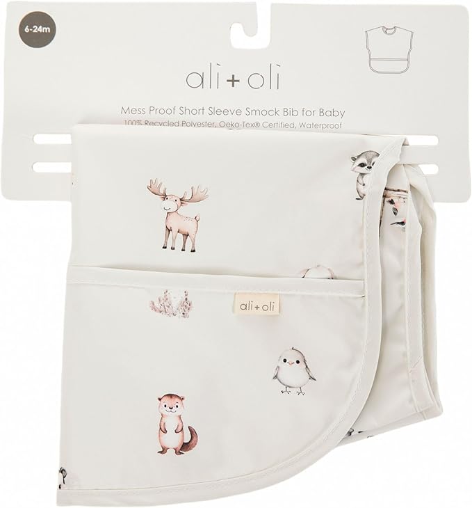 Ali+Oli Smock Bibs for Babies, BPA-Free Oeko-Tex Certified, Waterproof Baby Smock, Machine Washable, Toddlers Ages 6m+