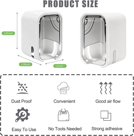 4 Pack Mini Toothbrush Holder Wall Mounted with Cover, Single Slot Toothbrush Storage Organizer for Shower, Compact Toothbrush Holders for Bathroom & Travel, Ideal for Girls and Boys