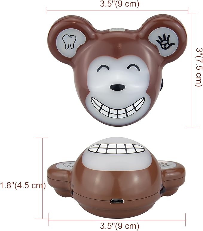 LUXSWAY Cute Animal Toothbrushing Timer for Kids with Musical Volume, 2 Minute Kid Timer for Teeth, 20 Seconds Wash Hand for Kids Training, Rechargeable Colored Led Light Visual- Monkey