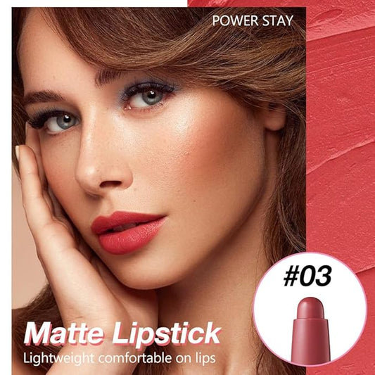 Crimson Matte Lipstick Crayon - High Pigment Creamy Formula, Waterproof Long Lasting, Smooth Glide Application, Non-Sticklipstick, Ultra Thin Lightweight, Velvet Matte Lip Feel for Women 03#