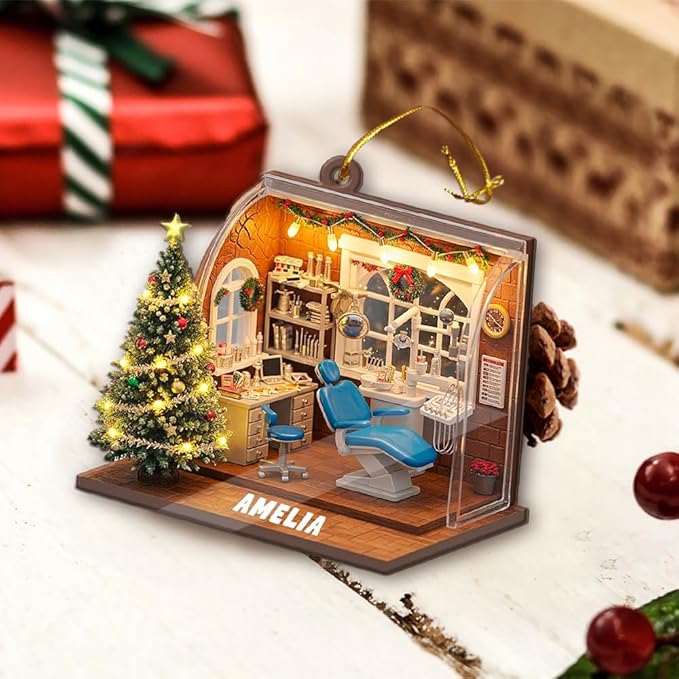 Custom Dentist Christmas Ornaments, Personalzied Christmas Dental Gifts, Custom Dentist Ornaments, Personalized Hanging Decor Dental Gifts 01