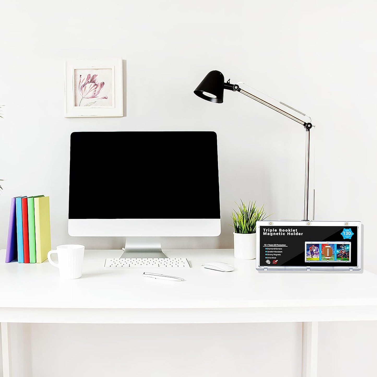 2-Pack Triple Booklet Magnetic Card-Holder - 201mm Booklet Card Holder, Inner Dimension: 8.07"x3.58"x0.15", Triple Magnet High Definition, UV Protection, Triple Booklet Card, Collection Display Frame