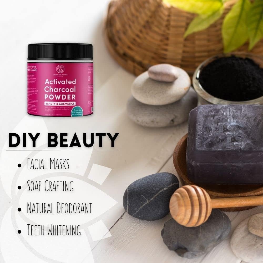 Charcoal House Activated Bamboo Charcoal Powder Food Grade - Beauty & Cosmetics - Use in Skin Care, Body Scrub, Facial Cleanser, Soap Making, Face Wash & Teeth- 11 oz