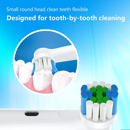 Toothbrush Replacement Heads Fit for Oral B Braun Electric Toothbrushes, 8pcs, 4 Heads for Cross Action, 4 Heads for Daily Clean, Repuesto for Type 3756 3757 3765 4729 4731