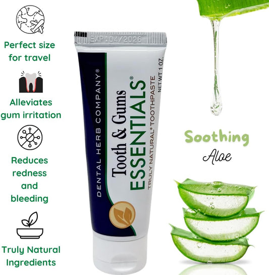 Dental Herb Company - Travel Toothpaste 1oz, (3 Pack) Truly Natural Fluoride-Free and SLS-Free - Superior Defense Against Bleeding and Irritated Gums, Dry Mouth and Mouth sores.