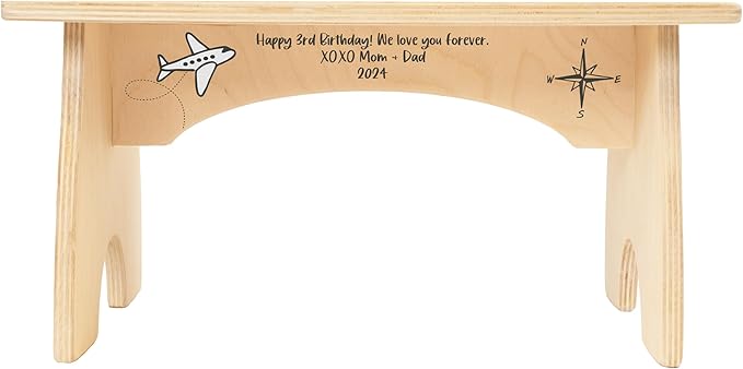 Step Stool for Toddlers- Personalized Wood Kids Step Stool with Name for Kitchen Sink, Bathroom, Potty Training, Toilet, Kitchen Sink- Sturdy and Safe- Made in USA by BloomOwl (Adventure-Explore)