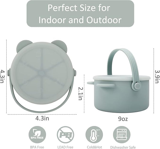 Snack Cups for Toddlers, Baby Snack Containers,Silicone Toddler Snack Cups No Spill, Food Catcher with Lid & Bucket-like Handle, BPA Free & Dishwasher Safe, 9 Ounce Milieu