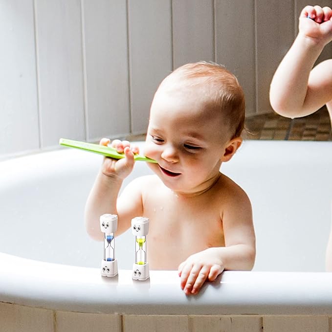 Weewooday 4 Pieces Toothbrush Timer for Kids 2 Minute Sand Timer Smile Pattern Tooth Brushing for Proper Tooth Brushing Boys Girls Oral Hygiene Party Favors(Blue, Red, Purple, Yellow)