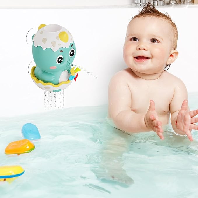 Baby Bath Toys Cute Water Slide Dinosaur Bath Toys with Cup, DIY Track & Balls, Educational Interactive Toy Slide for Baby 3 4 5 6 Shower, Toddler