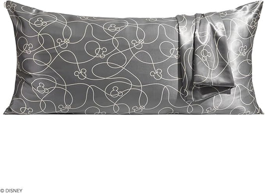 Kitsch & Disney Mickey Mouse Satin Pillowcase with Zipper Softer Than Silk, Cooling Pillow Case for Hair & Skin, Wrinkle Free, Machine Washable, King Size (19x36)