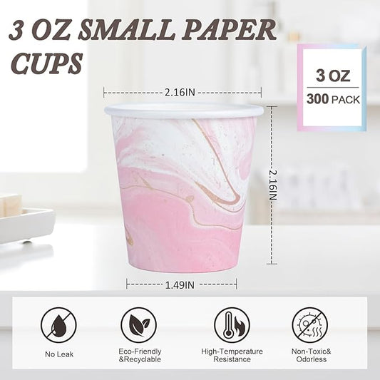 300Pack 3 oz Paper Cups Disposable Bathroom Small Mouthwash Cups Bath Cup 3 oz Paper for Bathroom,Birthday Party, Travel, Events, Picnic, BBQ