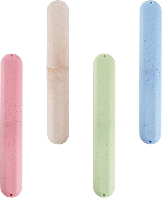 Hedume 28 Pack Travel Toothbrush Case, Portable Dust-proof Breathable Toothbrush Holder for Travel, Business, Home, Camping, School (4 Colors)