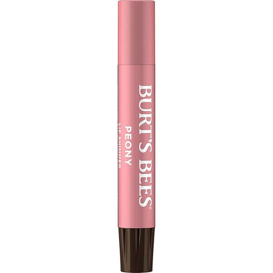 Burt's Bees Shimmer Lip Tint Stocking Stuffers Set, Moisturizing for All Day Hydration with Natural Glowy Pigmented Finish & Buildable Color, Peony (4-Pack)