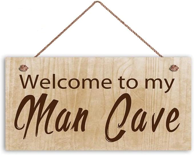 Welcome to My Man Cave Wood Sign Rustic Manly Decor Gift for Him Gift for Dad 12x6inches(1062qq)