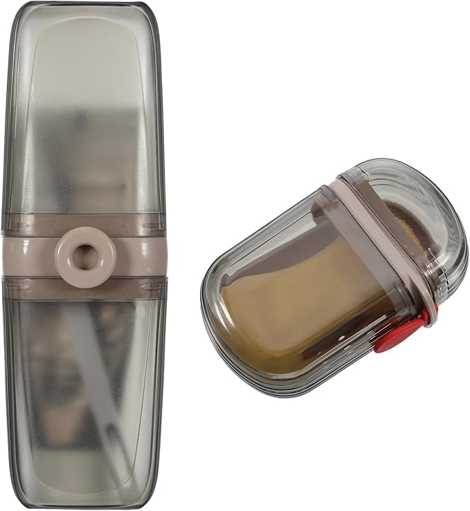 2Pcs Travel Toothbrush Case and Travel Soap Holder Dish Tray, Portable Toothbrush Holders with Cover Leakproof Bar Soap Container Dish Tray for Traveling, Bathroom, Camping, Business Trip Grey