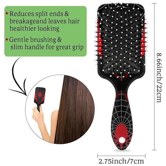 Kids Hair Brush for Boys Girls Toddler - Detangler Hairbrush for Wet Dry Thin Long Curly Hair Pain-Free Comb (Red Spider Web)