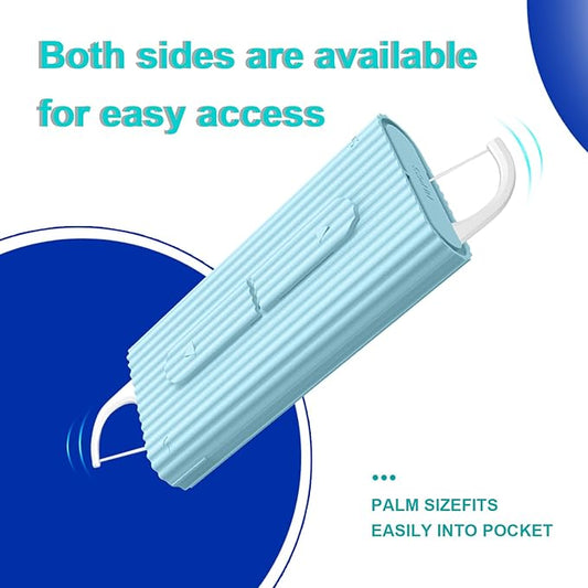 Holy rose Portable Dental Floss Picks Dispenser 2 Box,Travel Floss Case with Adult Floss Sticks 80Count,Portable Flosser Toothpick Perfect for Home,Travel Cleaning Teeth,Tool for Oral Care(Blue