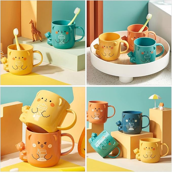 2 Pcs Children's Plastic Mug Cup for Kids Cartoon Toothbrush Cup for Kids for Children Cute Cute Toothbrush