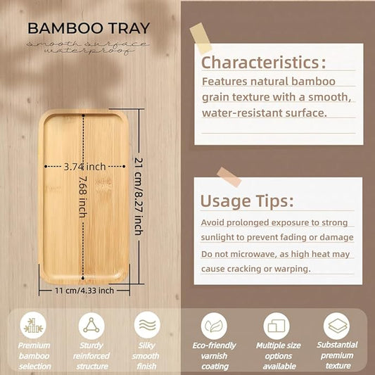 1PCS Bamboo Bathroom Trays - Suitable for The Bathroom,Kitchen,Breakfast Tray and Decorative Tray (8.27 in * 4.33 in)